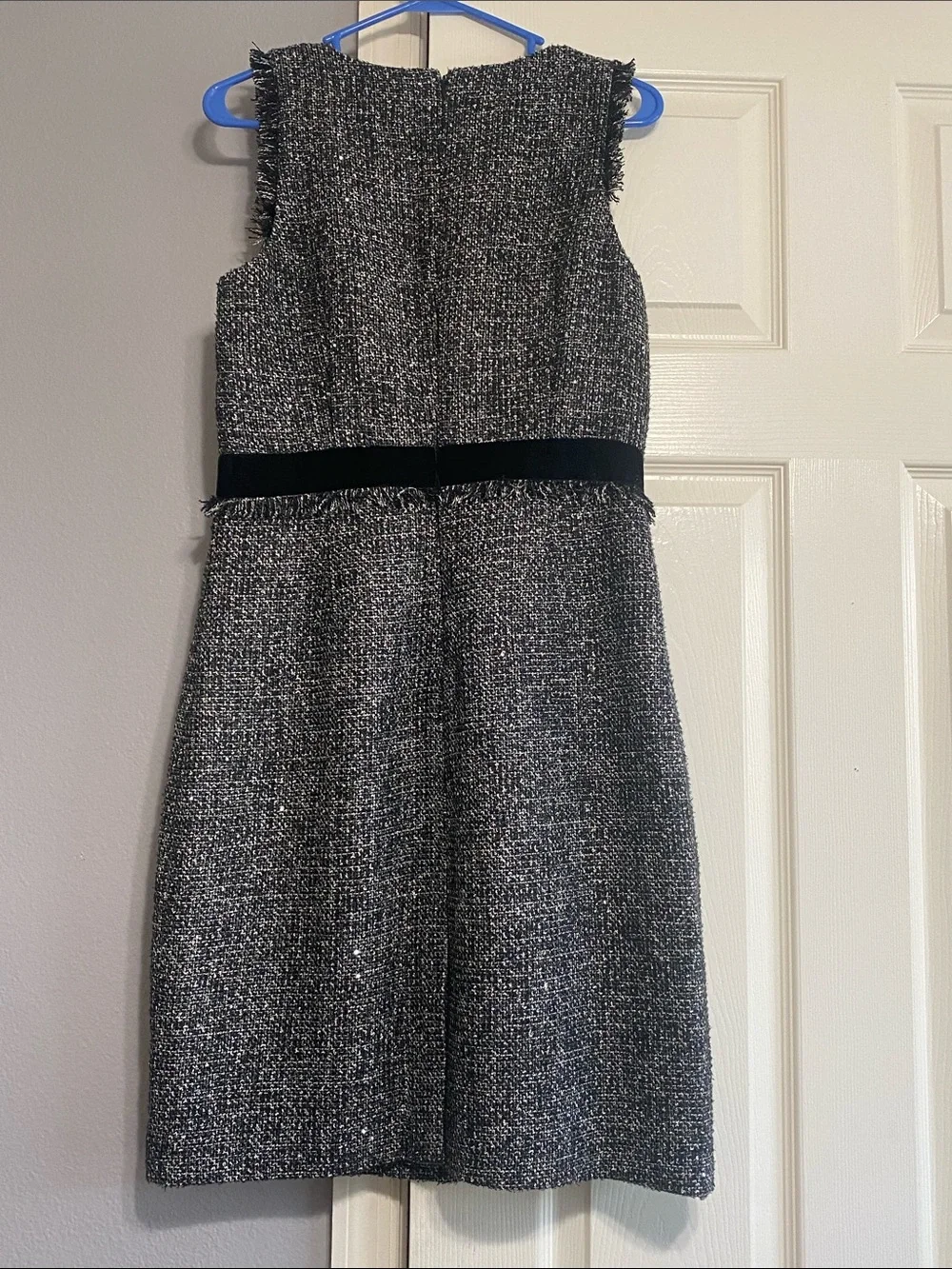 J. Crew Black and Gray Tweed Sleeveless Dress